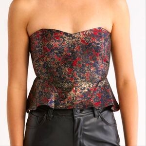 NSR Mettalic Jacquard Strapless Top
